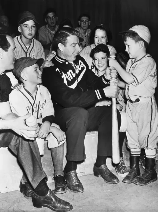 Framed Print : Joe DiMaggio with Little League Team Framed Print : Joe DiMaggio with Little League Team