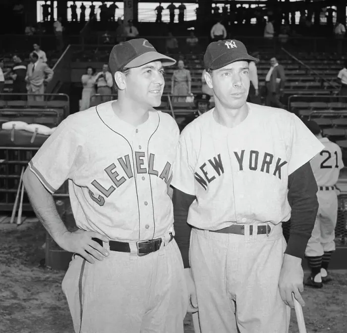 Framed Print : Joe Dimaggio, Lou Boudreau, Waist Up;1949 Framed Print : Joe Dimaggio, Lou Boudreau, Waist Up;1949
