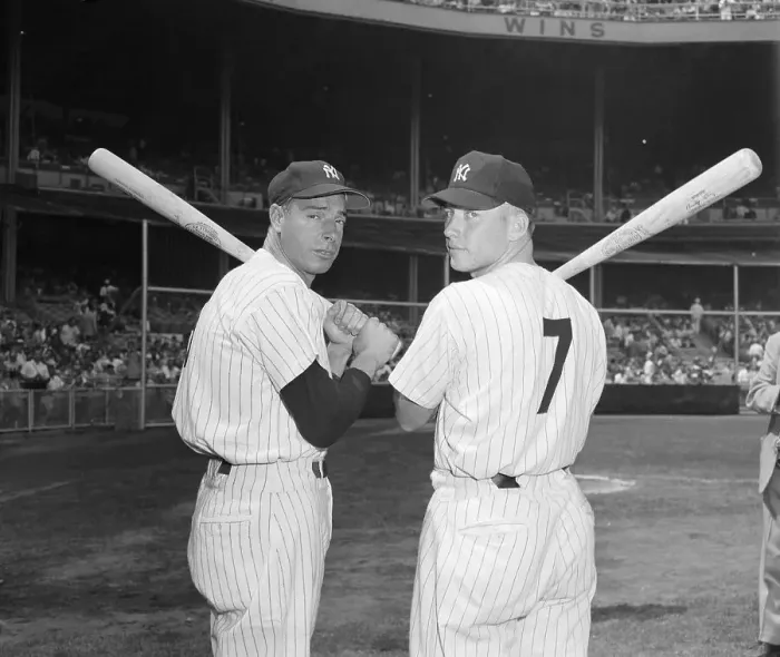 Framed Print : Joe DiMaggio and Mickey Mantle Holding Bats Framed Print : Joe DiMaggio and Mickey Mantle Holding Bats