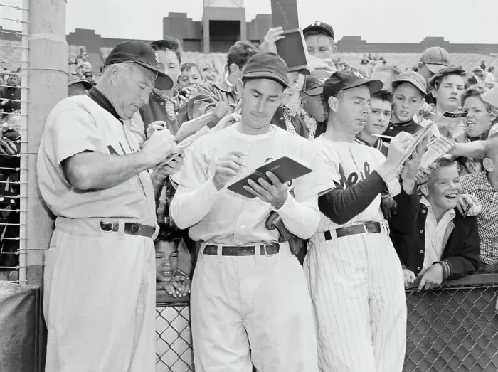 Framed Print : Joe DiMaggio with Old-Timers Framed Print : Joe DiMaggio with Old-Timers