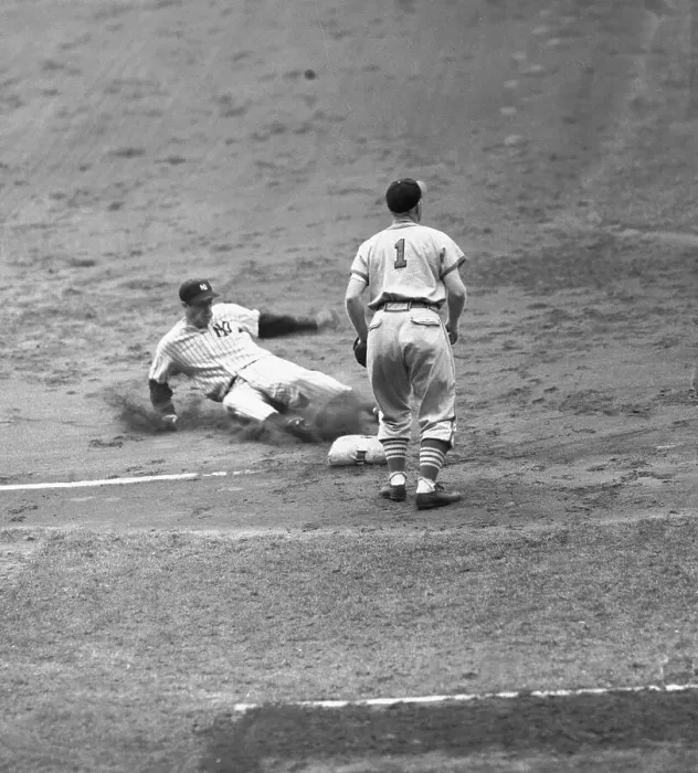 Framed Print : Joe DiMaggio Safely Sliding Into Third Base Framed Print : Joe DiMaggio Safely Sliding Into Third Base