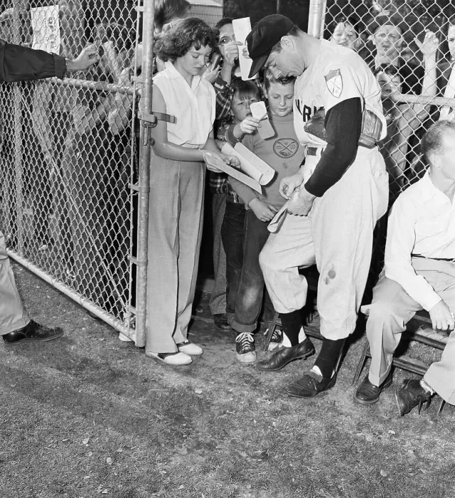Framed Print : Joe DiMaggio Signing Autographs Framed Print : Joe DiMaggio Signing Autographs