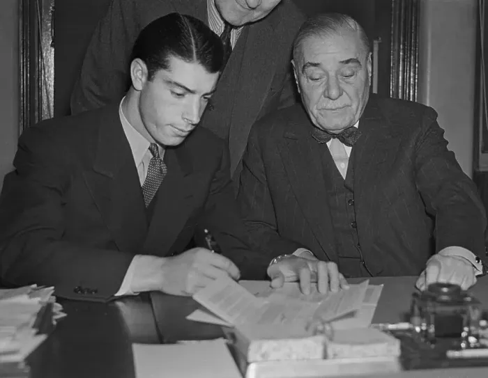 Framed Print : Joe DiMaggio Signing His Contract Framed Print : Joe DiMaggio Signing His Contract