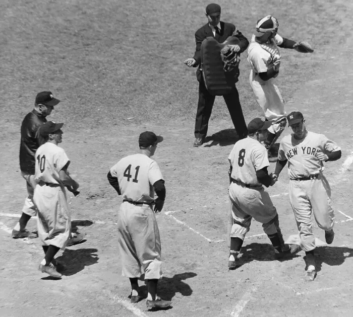 Framed Print : Joe DiMaggio Tagging Home Framed Print : Joe DiMaggio Tagging Home