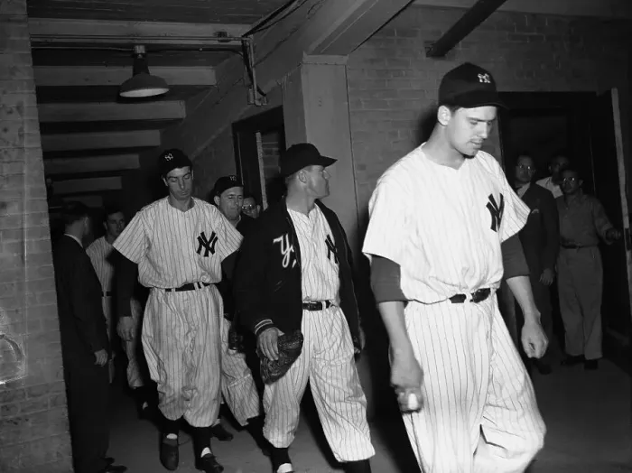 Framed Print : Joe DiMaggio with Teammates Framed Print : Joe DiMaggio with Teammates