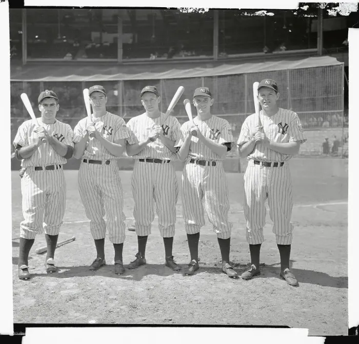 Framed Print : Joe DiMaggio with Teammates Framed Print : Joe DiMaggio with Teammates