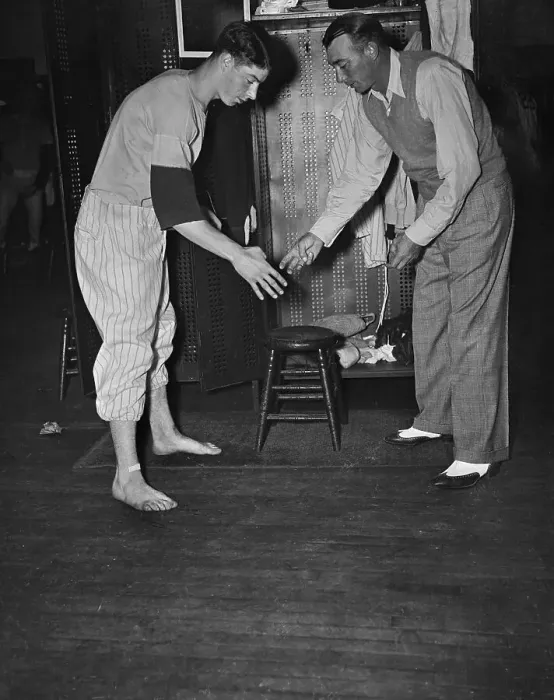 Framed Print : Joe DiMaggio and Tony Lazzeri in Locker Room Framed Print : Joe DiMaggio and Tony Lazzeri in Locker Room
