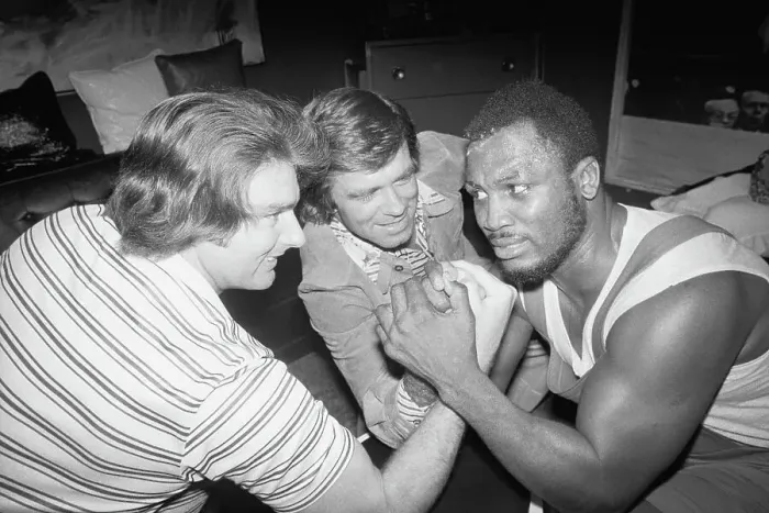 Framed Print : Joe Frazier Armwrestles W / Baseball Playe Framed Print : Joe Frazier Armwrestles W / Baseball Playe