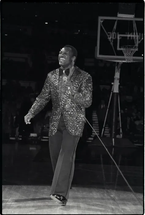 Framed Print : Joe Frazier Singing On Basketball Court Framed Print : Joe Frazier Singing On Basketball Court
