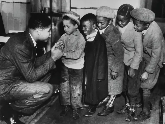 Framed Print : Joe Louis With Children Framed Print : Joe Louis With Children