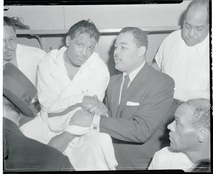 Framed Print : Joe Louis Consoling Sugar Ray Robinson Framed Print : Joe Louis Consoling Sugar Ray Robinson