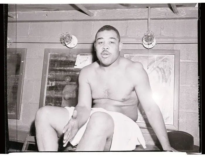 Framed Print : Joe Louis in Dressing Room After First Wrestling Match Framed Print : Joe Louis in Dressing Room After First Wrestling Match