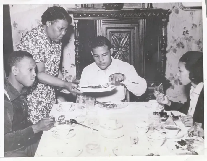 Framed Print : Joe Louis Eating Dinner with Family Framed Print : Joe Louis Eating Dinner with Family