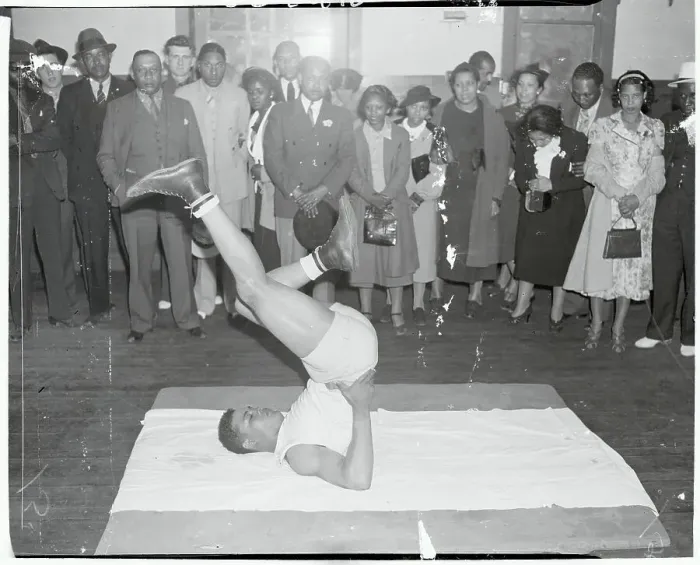Framed Print : Joe Louis Exercising His Legs Framed Print : Joe Louis Exercising His Legs