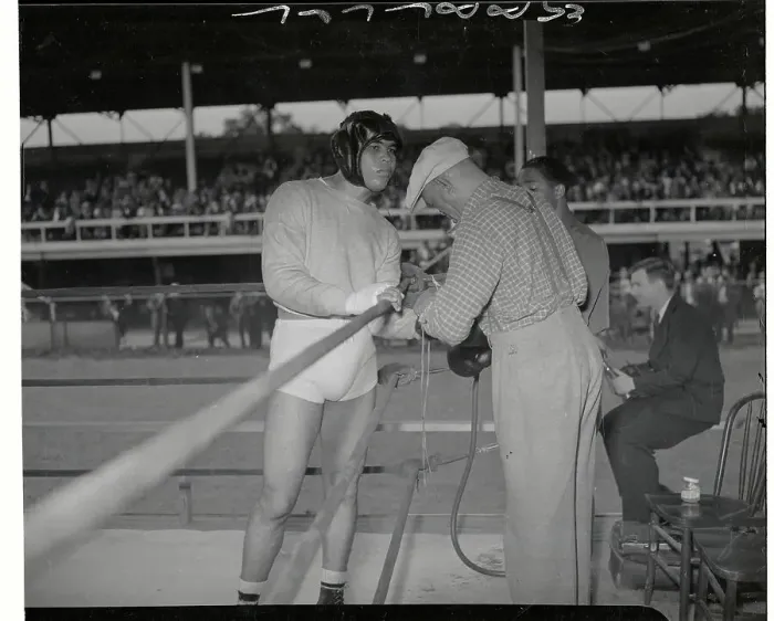 Framed Print : Joe Louis Getting His Glove Tied Framed Print : Joe Louis Getting His Glove Tied