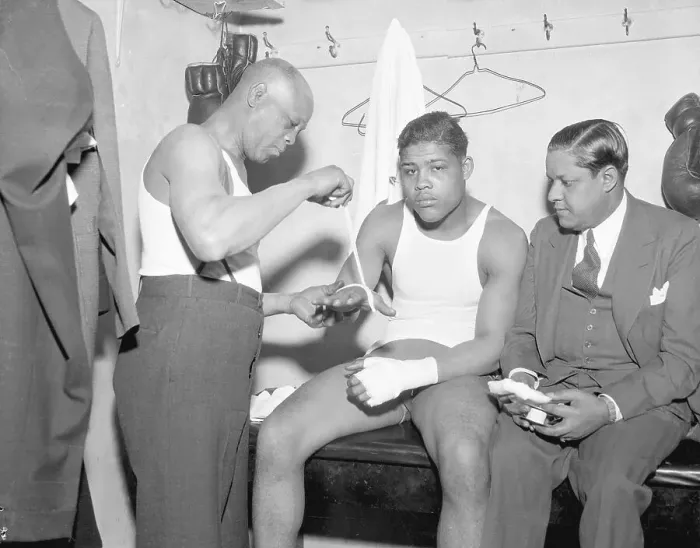 Framed Print : Joe Louis Getting Hand Taped Framed Print : Joe Louis Getting Hand Taped
