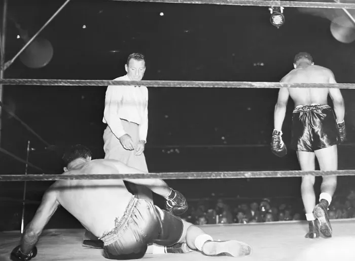 Framed Print : Joe Louis Goes To Corner, Sharkey Ko'D Framed Print : Joe Louis Goes To Corner, Sharkey Ko'D