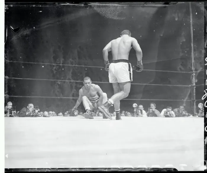 Framed Print : Joe Louis Hitting the Canvas Framed Print : Joe Louis Hitting the Canvas
