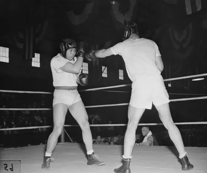 Framed Print : Joe Louis and Joe Carrilli Practicing for Upcoming Boxing Match Framed Print : Joe Louis and Joe Carrilli Practicing for Upcoming Boxing Match