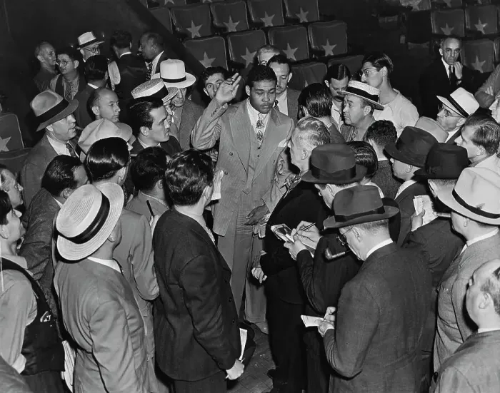 Framed Print : Joe Louis Meeting Reporters