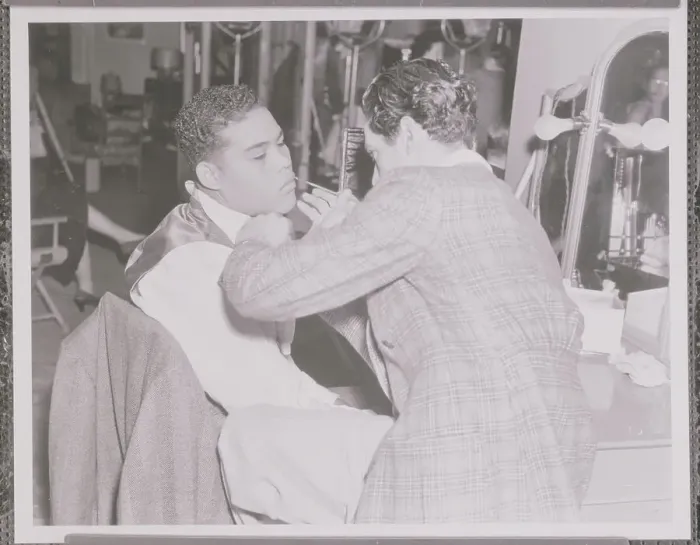 Framed Print : Joe Louis Receiving Makeup for Movie Scene