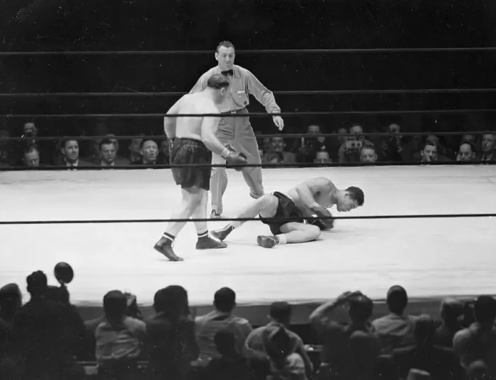 Framed Print : Joe Louis Struggling to His Feet