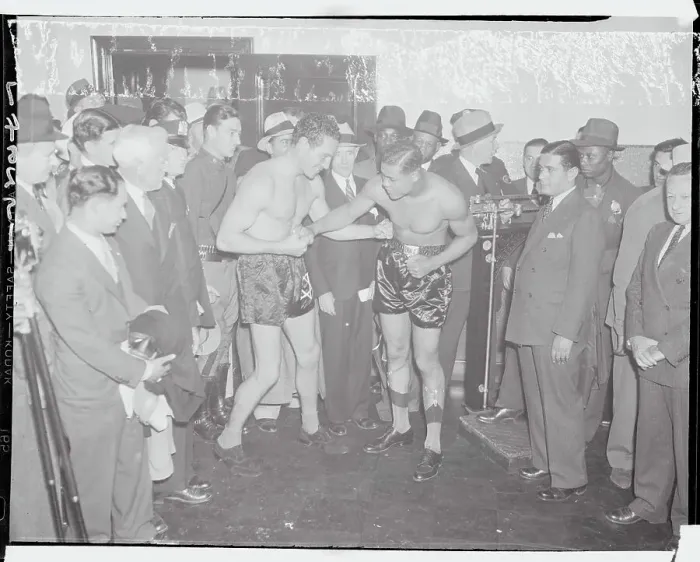 Framed Print : Joe Louis and His Trainer