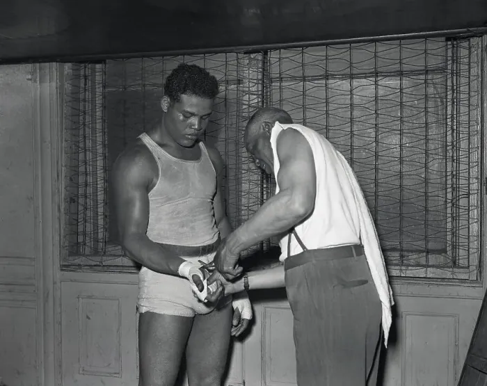 Framed Print : Joe Louis with Trainer Jack Blackburn Framed Print : Joe Louis with Trainer Jack Blackburn