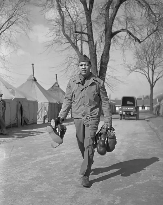 Framed Print : Joe Louis Walking Near Barracks