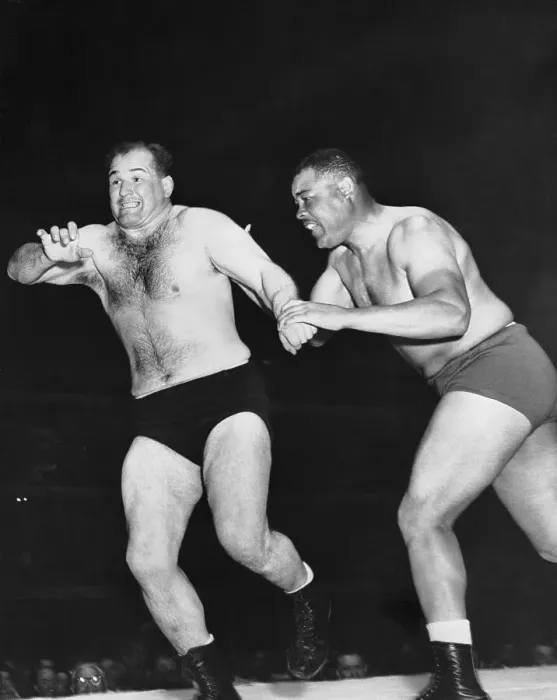 Framed Print : Joe Louis Wrestling Against Jim Bernard Framed Print : Joe Louis Wrestling Against Jim Bernard