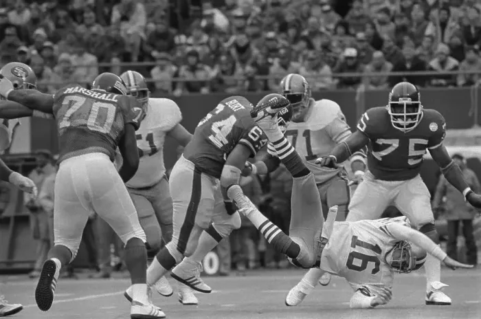 Framed Print : Joe Montana Falling to the Ground Framed Print : Joe Montana Falling to the Ground