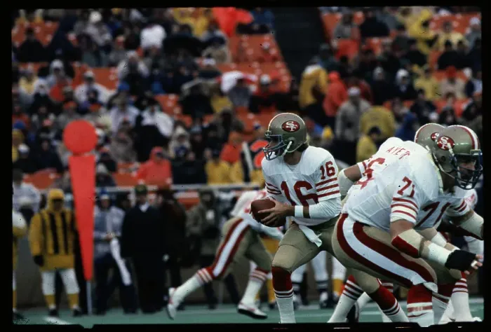 Framed Print : Joe Montana Runs With Football During Game Framed Print : Joe Montana Runs With Football During Game