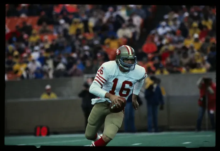 Framed Print : Joe Montana Runs With Football During Game Framed Print : Joe Montana Runs With Football During Game