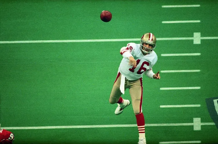 Framed Print : Joe Montana Throwing Football