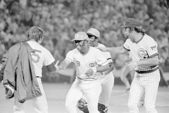 Framed Print : Joe Morgan Congratulates Tug McGraw Framed Print : Joe Morgan Congratulates Tug McGraw