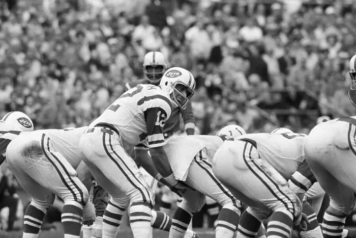 Framed Print : Joe Namath Calls Signals in Line-Up Framed Print : Joe Namath Calls Signals in Line-Up