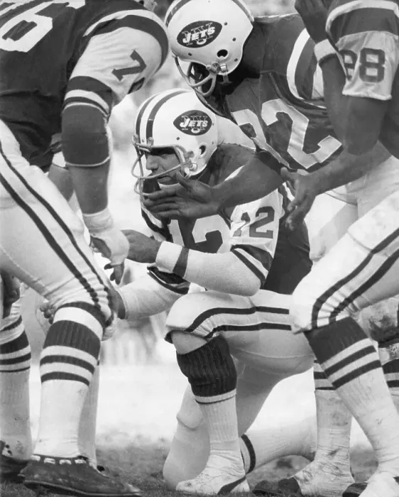 Framed Print : Joe Namath in Huddle with Teammates Framed Print : Joe Namath in Huddle with Teammates