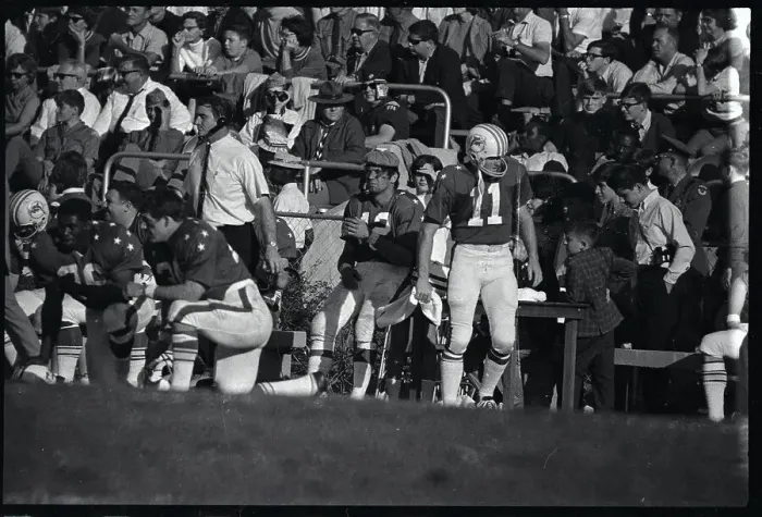 Framed Print : Joe Namath Sitting on the Sidelines