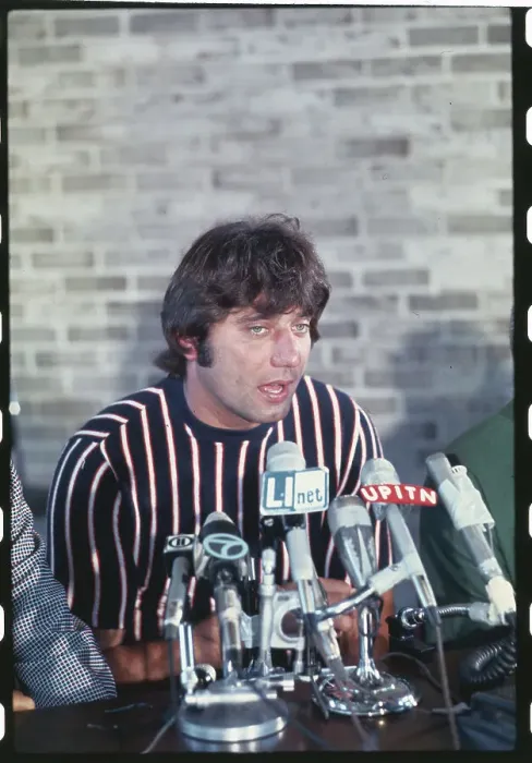 Framed Print : Joe Namath Talking to Reporters Framed Print : Joe Namath Talking to Reporters