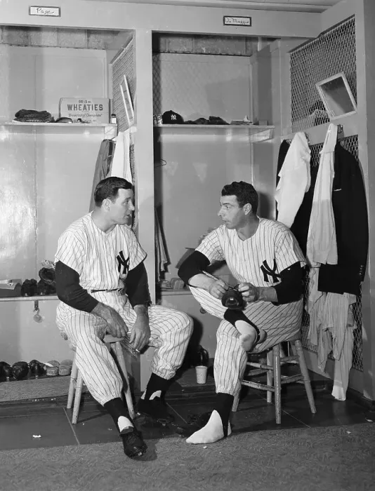 Framed Print : Joe Page Chats W / Dimaggio In Lockerroom Framed Print : Joe Page Chats W / Dimaggio In Lockerroom