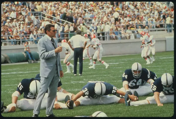 Framed Print : Joe Paterno Overseeing Players Workout Framed Print : Joe Paterno Overseeing Players Workout