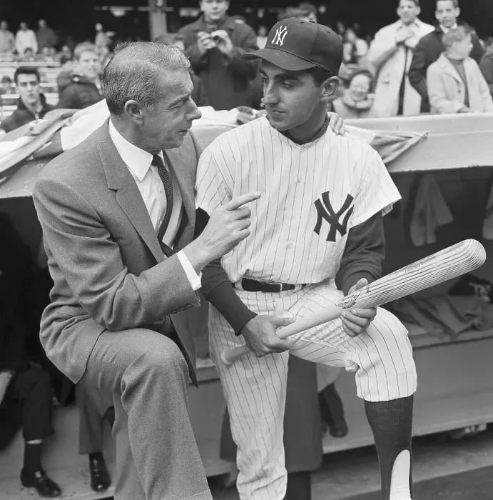 Framed Print : Joe Pepitone Speaking with Joe DiMaggio