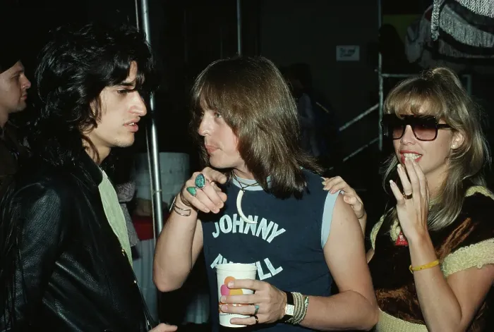 Framed Print : Joe Perry. American guitarist Joe Perry (left) of rock band Aerosmith, circa 1975