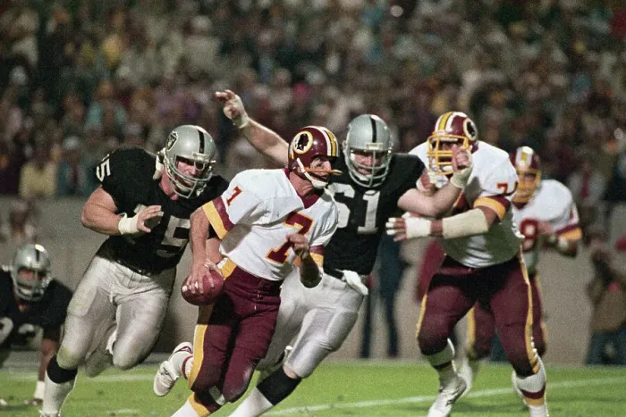 Framed Print : Joe Theismann About to Be Tackled Framed Print : Joe Theismann About to Be Tackled