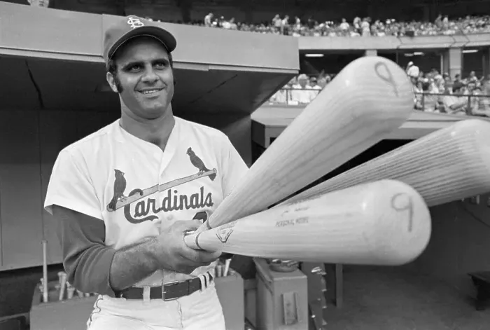 Framed Print : Joe Torre Holds Three Bats Towards Camera Framed Print : Joe Torre Holds Three Bats Towards Camera