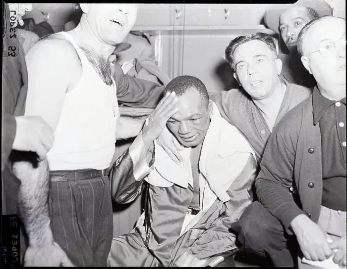 Framed Print : Joe Walcott Seated with Hand on Forehead Framed Print : Joe Walcott Seated with Hand on Forehead