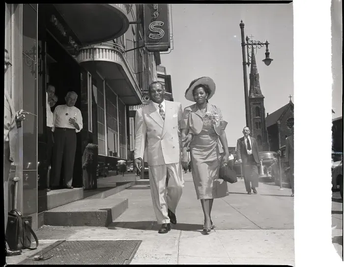 Framed Print : Joe Walcott & His Wife Stroll Down Str Framed Print : Joe Walcott & His Wife Stroll Down Str