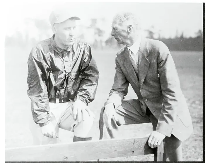 Framed Print : Johhny Marcum Talking with Connie Mack Framed Print : Johhny Marcum Talking with Connie Mack