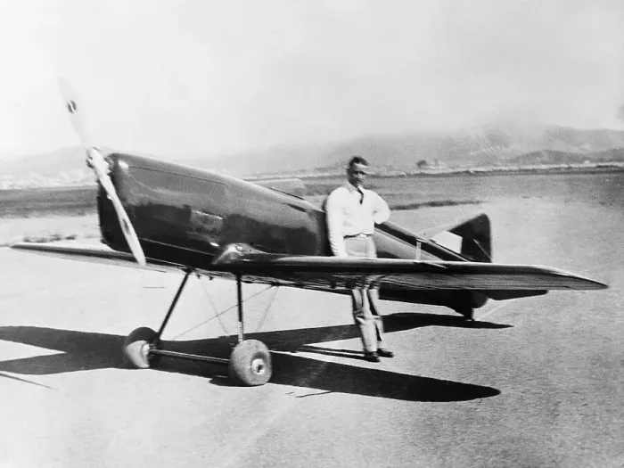Framed Print : John A. MacReady Posing with Plane Framed Print : John A. MacReady Posing with Plane