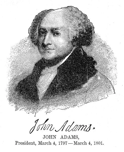 John Adams - USA President engraving with his signature 1888